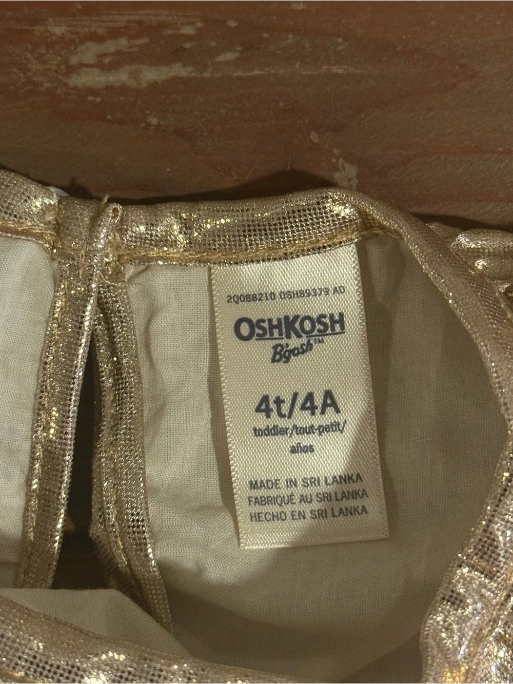 OshKosh B'gosh Metallic Gold Pleated Girls Dress